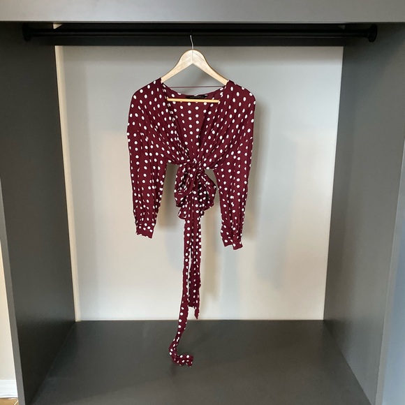 Polka dot Zara wrap top - Picture 2 of 4